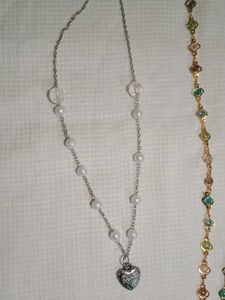 Silver Heart Pearl Pendant
