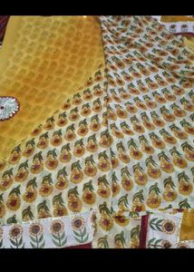Half Pattern Mustard Yellow 💛 Saree