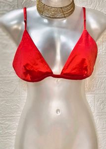 Red Satin Bikini 👙 Top