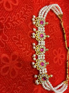 Pearl &amp; Ruby Floral Choker
