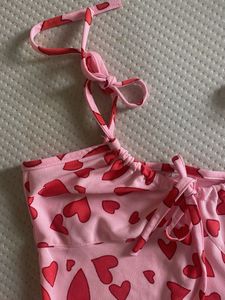 Heart Print Pink Maxi Dress