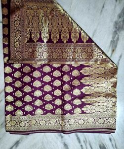 Purple Banarasi Saree with Blouse