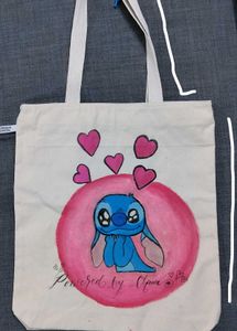 Hand-Painted Stitch Tote Bag