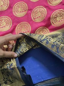 Pink &amp; Gold Peacock Saree