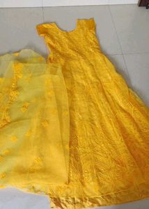 Elegant Yellow Embroidered Dress