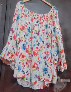 Multi Floral Print Top For 56 Bust