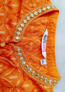 Orange Embroidered Kurta