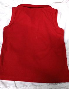 Red Sleeveless Polo Top