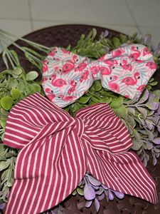 Handmade Bow Set - Flamingo & Striped