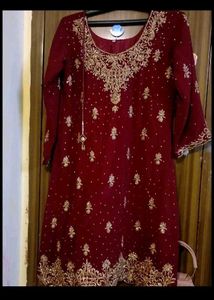 Maroon & Gold Embellished Suit