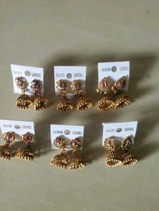 Gold Jhumka Earrings Set 6🫶🫠