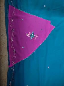 Blue Pink Jamli Saree