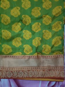 Silk Saree Printed With Red Border