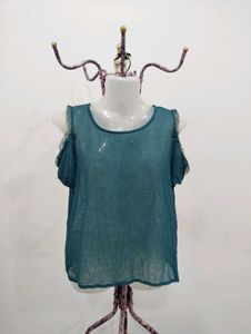 Emerald Green Cold Shoulder Top