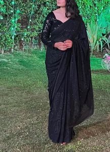 Sequin Embellished Black Blouse