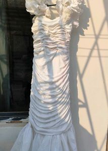 White Ruffled Mermaid Gown