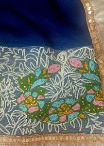 Designer Embroidered Saree With Fullwork Blouse