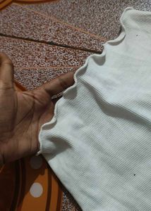 Brand New White Crop Top Stylish Shoulder Design