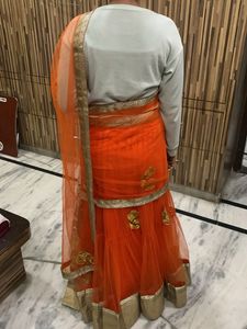 Orange Embroidered Lehenga Choli