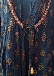 xxl festive black double layer anarkali