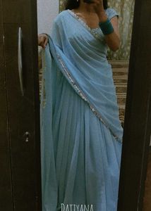 lehnga choli sky blue