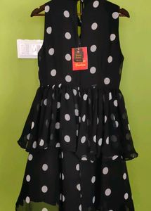 Polka Dots Flared Dress New With Tags