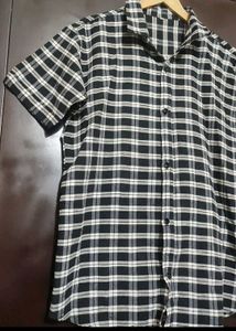 Black⚫ &amp; Grey Check Printed Shirt For 40 Chest