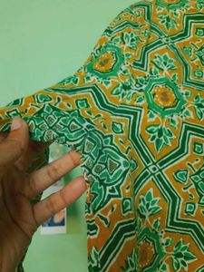 Green And Yellow Beautiful Cotton Kurtha