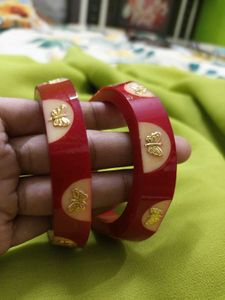 Red & Gold Butterfly Bangles (Set of 2)