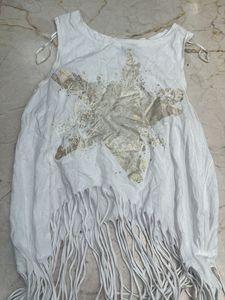 White Fringe Tank Top