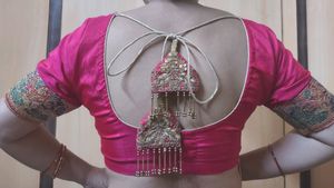 Semi Silk Saree With Heavy Latkan Padded Blouse