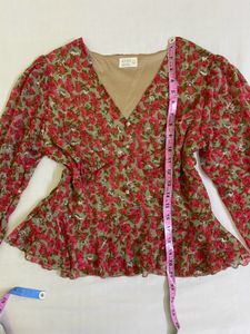Floral Print Ruffle Blouse Bust 36