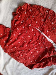 Vintage Red Dress with Bow Print