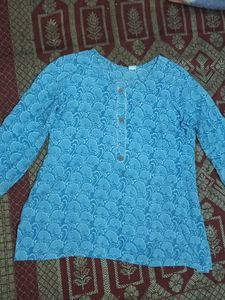 Blue Printed Tunic short kurti