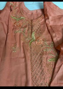Embroidered Kurta Set With Salwar And Dupatta