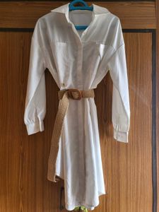 Chic White Shirt Dress with Belt