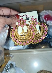 Pink &amp; Gold Fashion Earrings