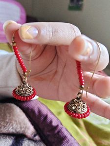 Red Jhumka Earrings,high shine,high quality।।