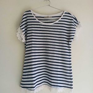Stripes Top With Lacy Borders