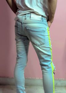 denim sky blue and white jeans