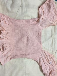 Pink Ruffled Crop Top