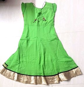 Lime Green Embroidered Anarkali Dress