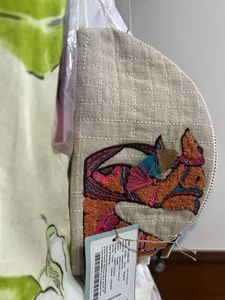 Brand New Aesthetic Camel Pouch With Bead Work