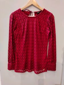 Park Avenue Dark Red Lace Top