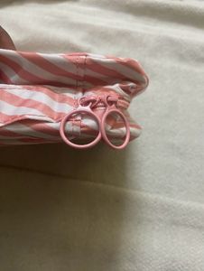 Canvas Stripped Cosmetics Bag