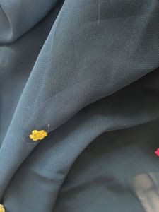 Floral Embroidered Navy Blue Saree