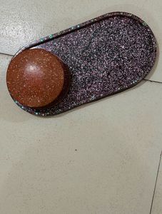 resin  Oval tray with box to organize jewelr