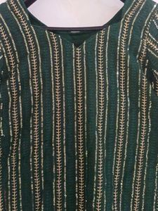 Green Embellished Kurta Set