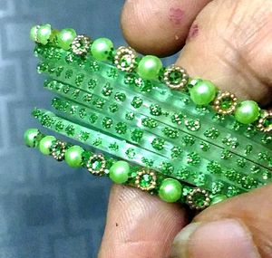 Green Beaded Bangles