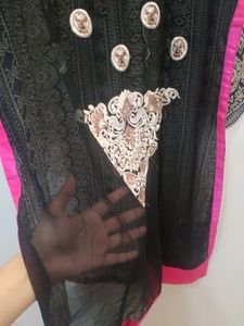 Black Sheer Kurta With Embroidery